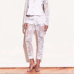 Fleur Du Mal Cillis White Lace Silk Pajama Set